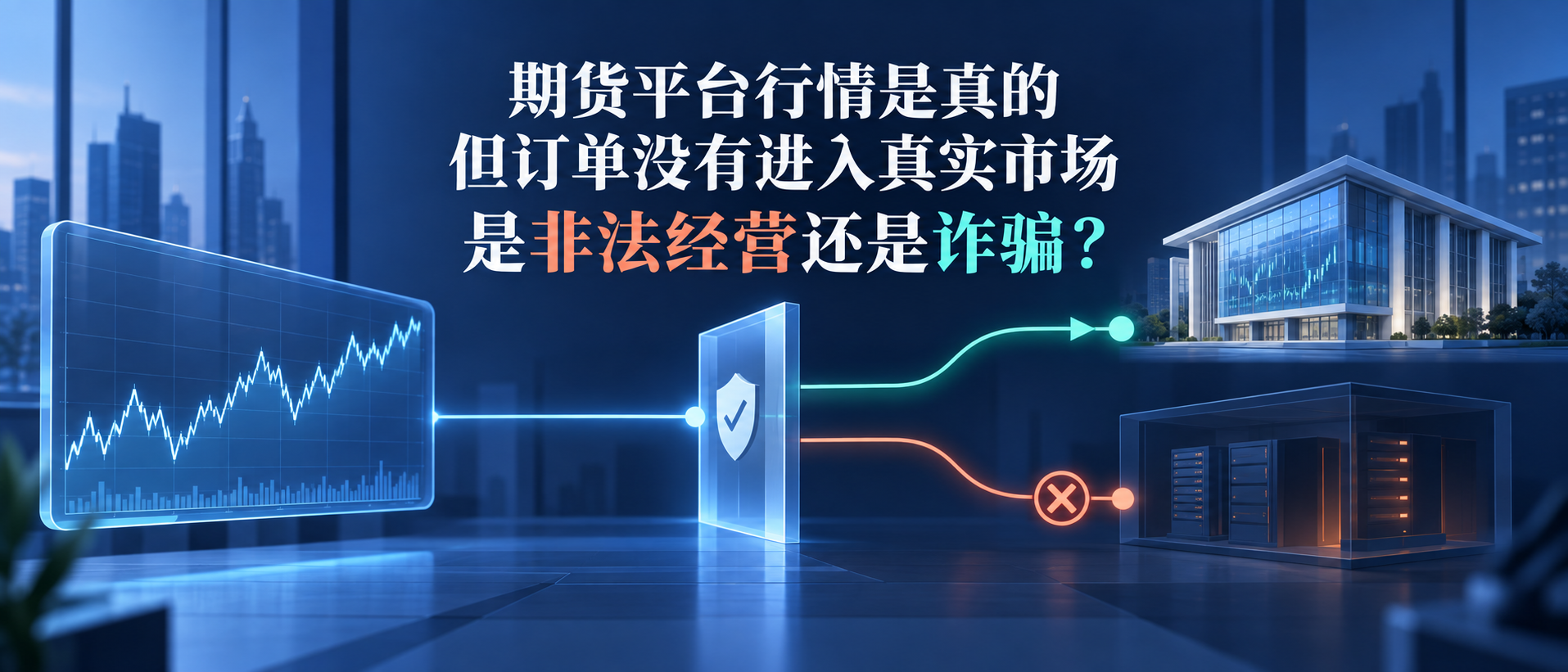 期货平台行情真实但订单未进入真实市场时区分非法经营与诈骗的横版入口图