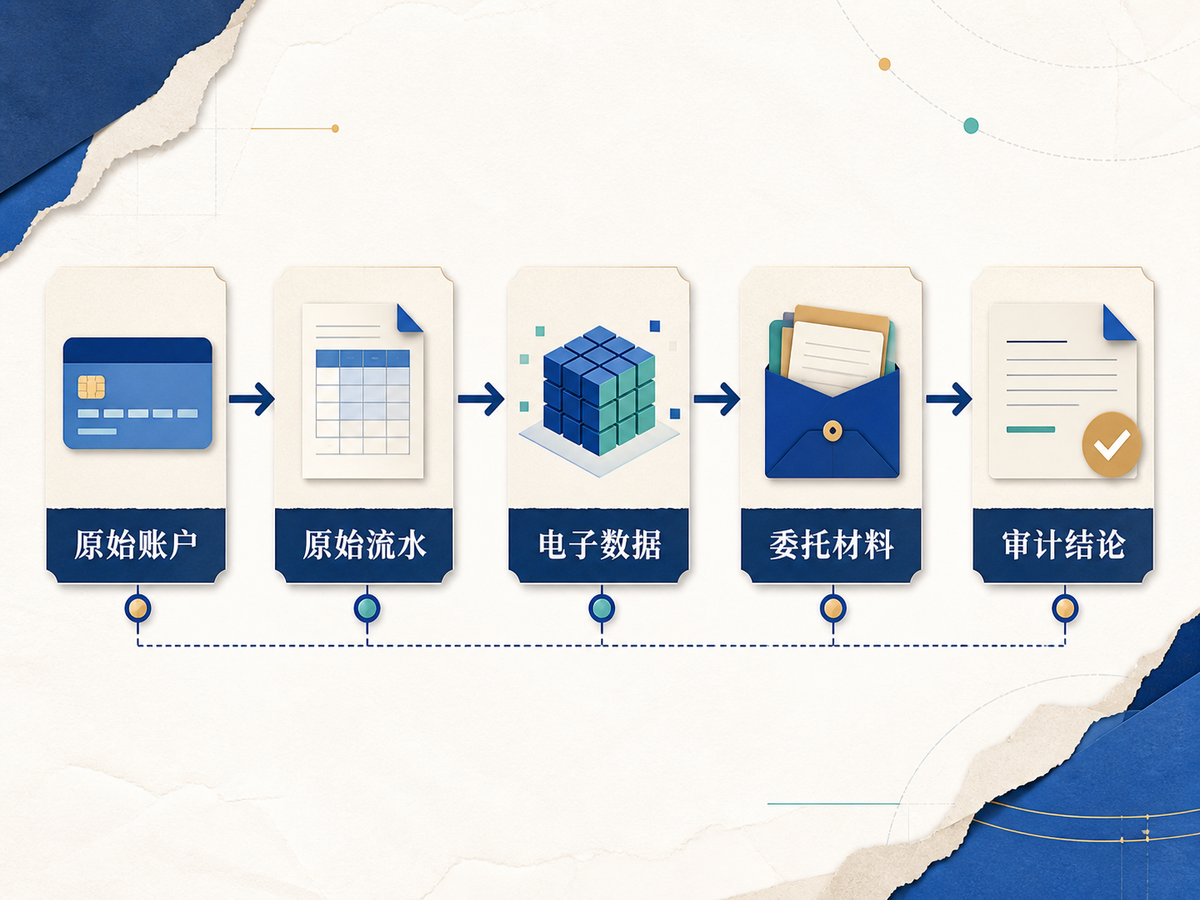 从原始账户流水和电子数据到委托材料及审计结论的材料链图