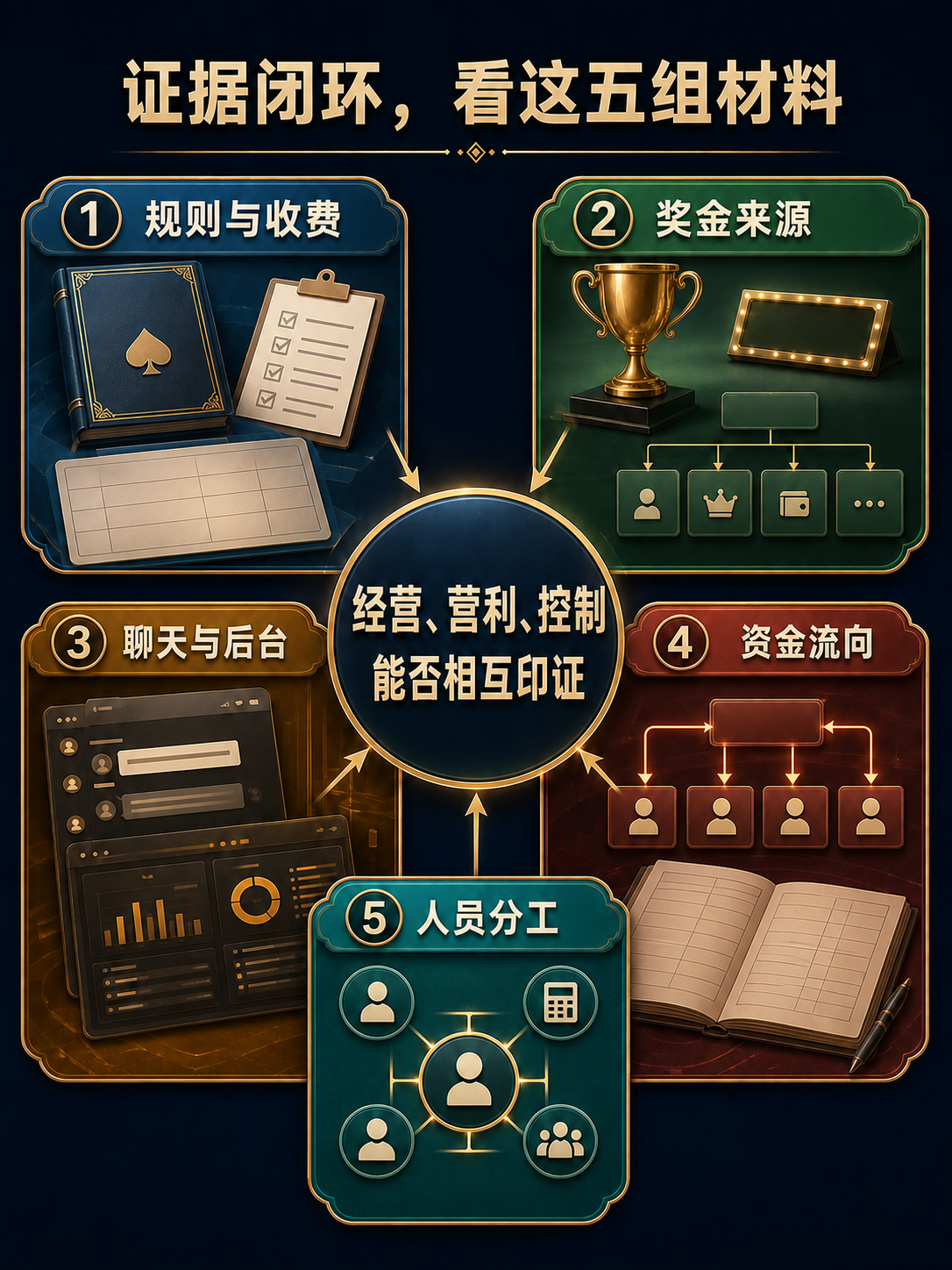 德州扑克俱乐部案件证据链闭环示意图